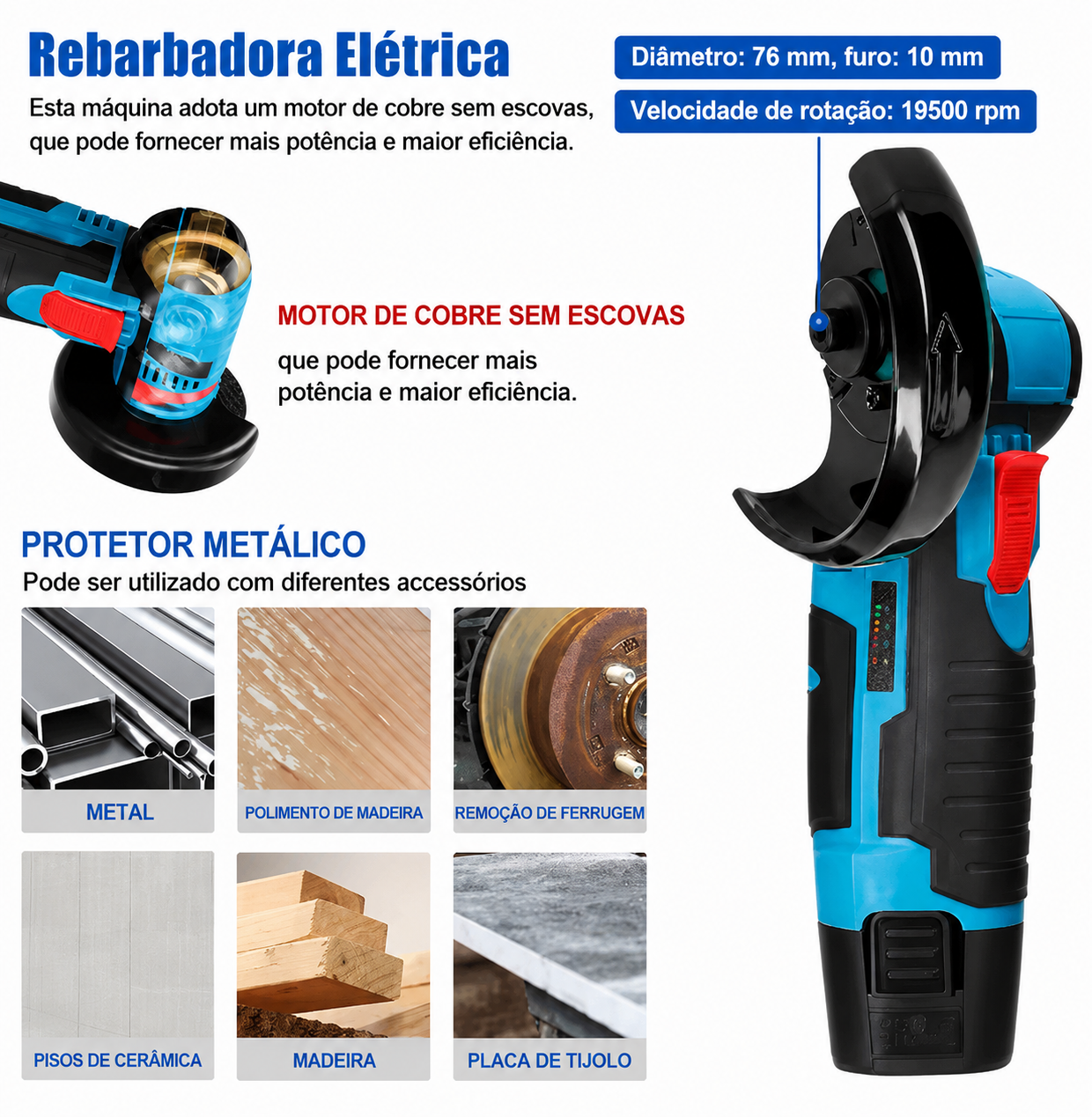 Mini Rebarbadora 12V para uso domestico