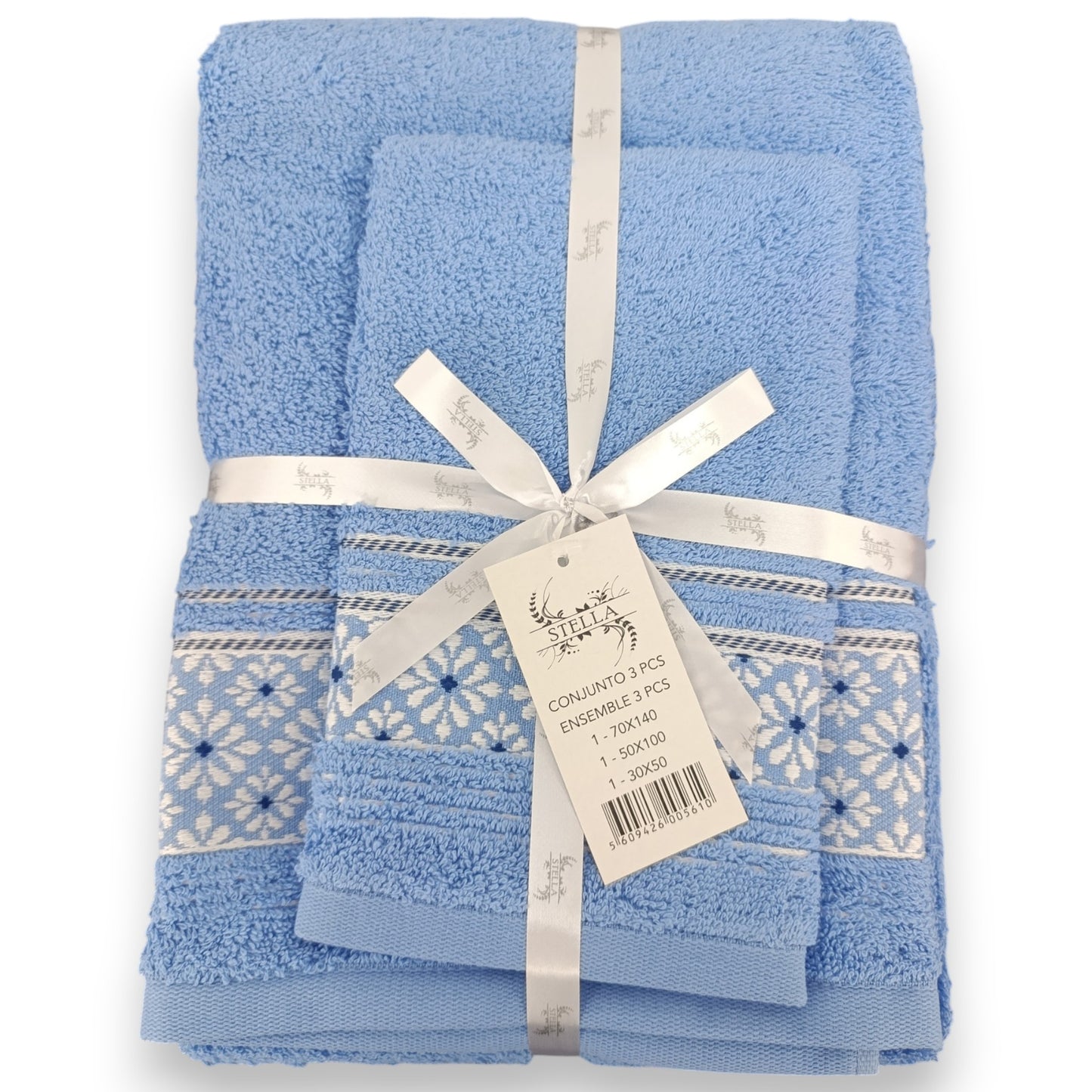 Conjunto de Banho 3 Toalhas 100% Algodão – Fabricado em Portugal