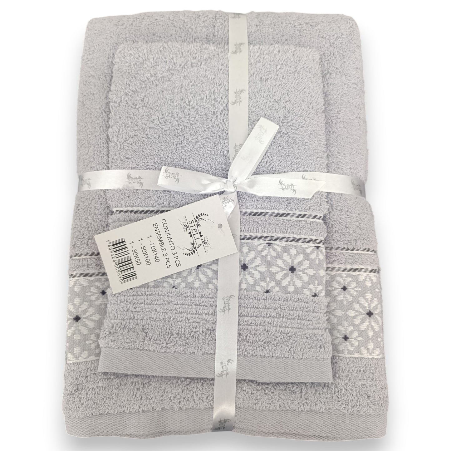 Conjunto de Banho 3 Toalhas 100% Algodão – Fabricado em Portugal