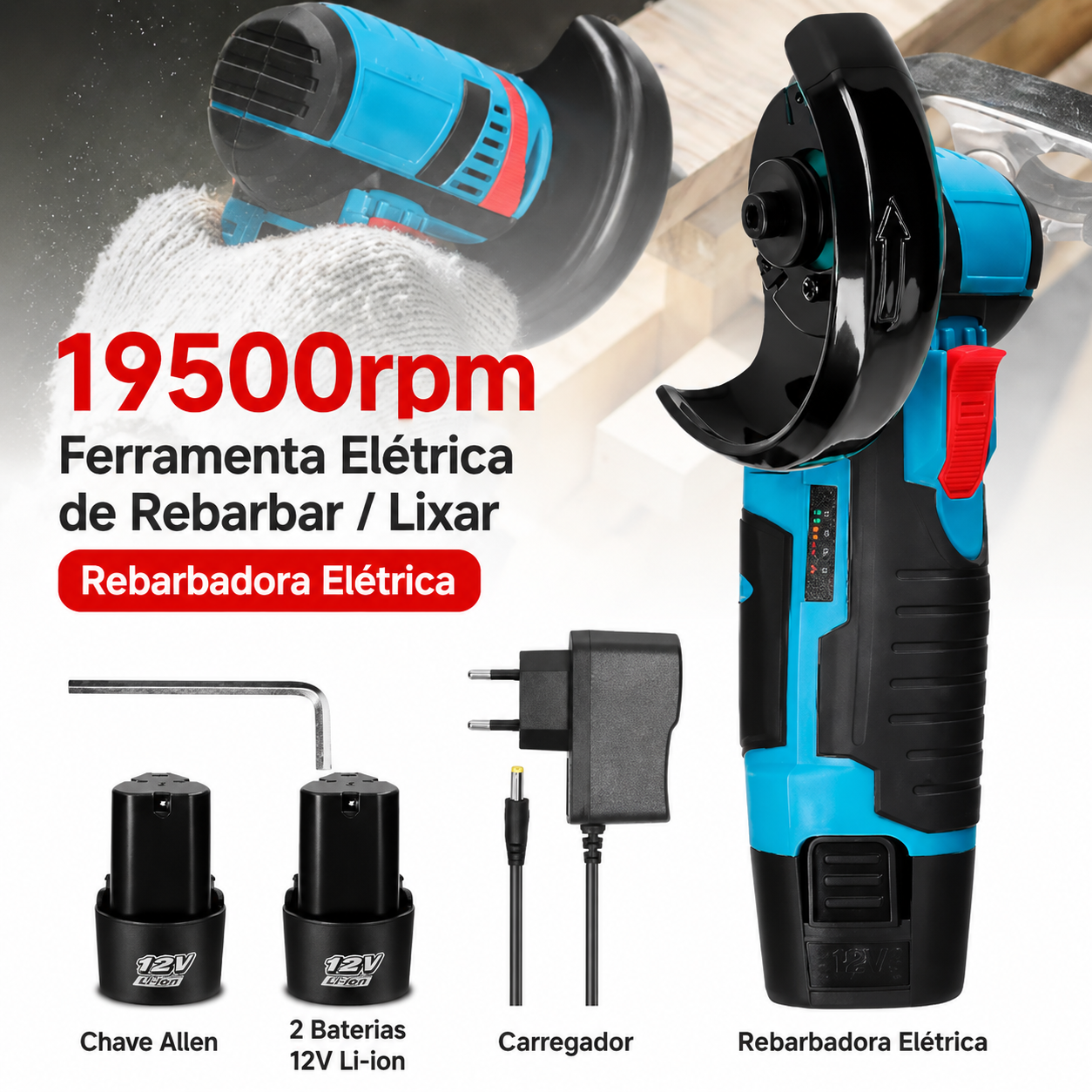 Mini Rebarbadora 12V para uso domestico
